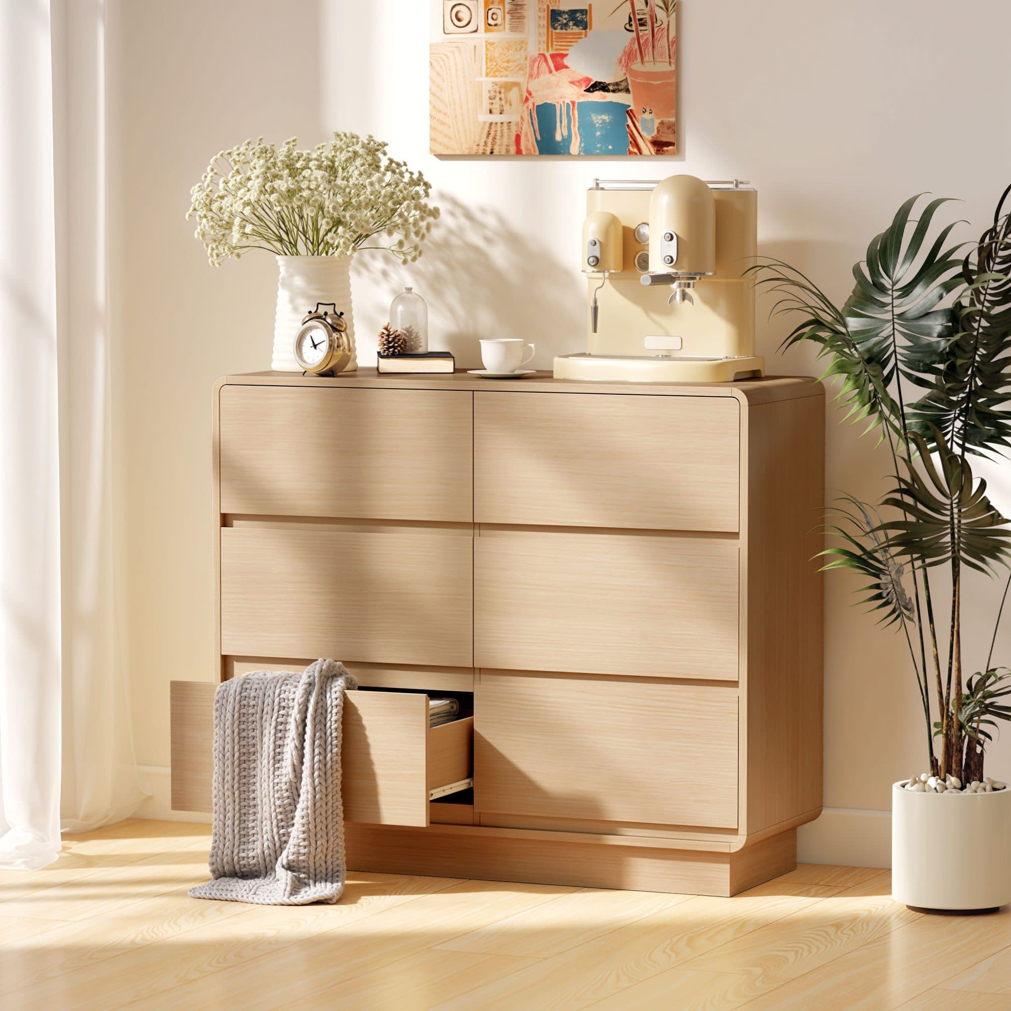 HOMCOM Sideboard 6 Schubladen Holzoptik - Bild 2