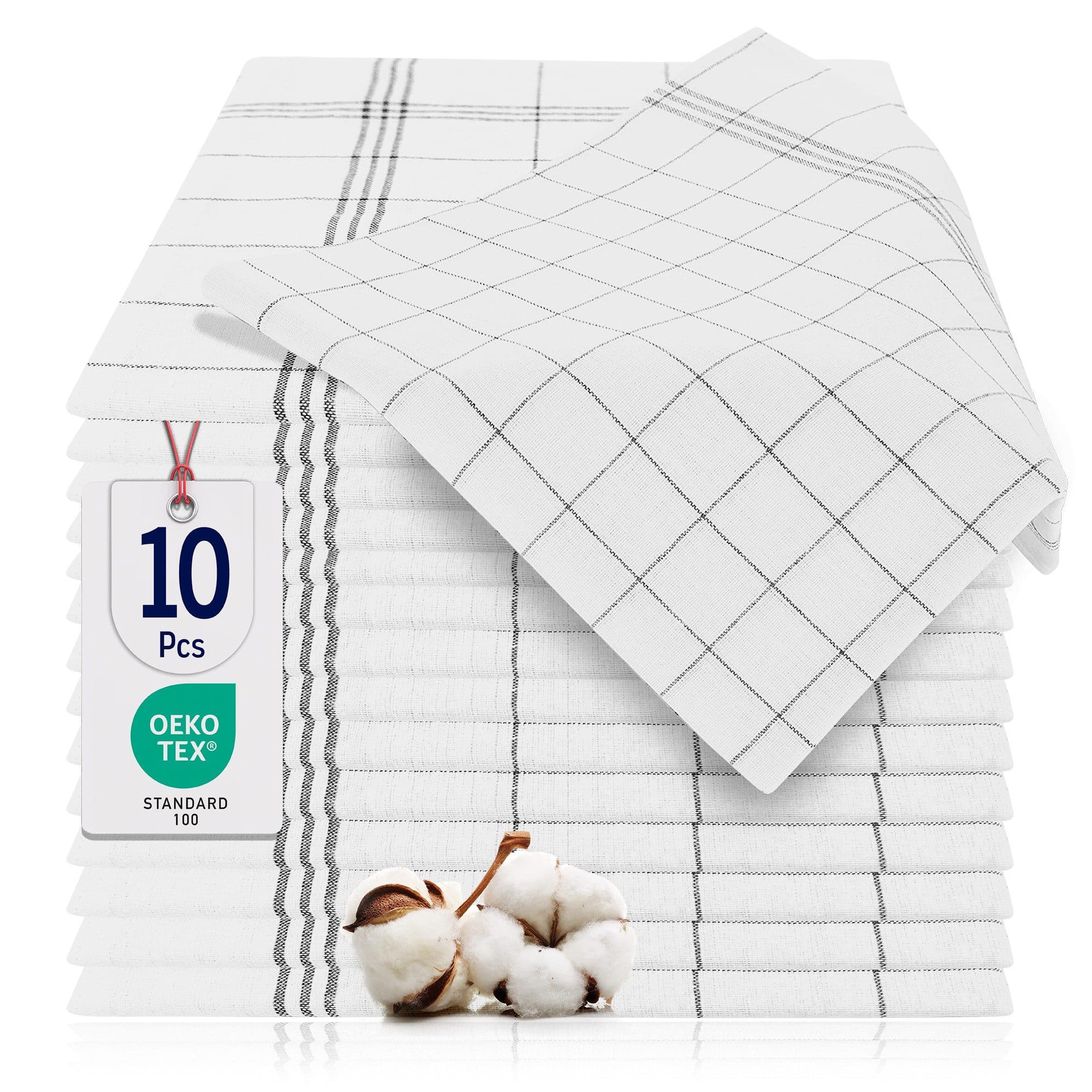 BARBONS Geschirrtuch Set 10-tlg Schwarz 100% Baumwolle Premium - Bild 2