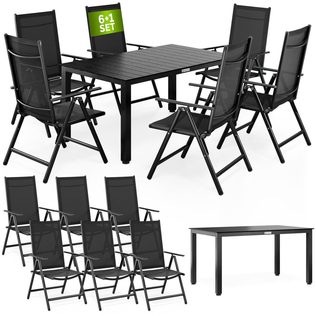 Casaria Garten-Essgruppe Bern 7-tlg. WPC Aluminium Klappbar Anthrazit - Bild 2