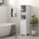 HOMCOM Badkommode Weiß Hochschrank mit 3 offenen Fächern Bild 2