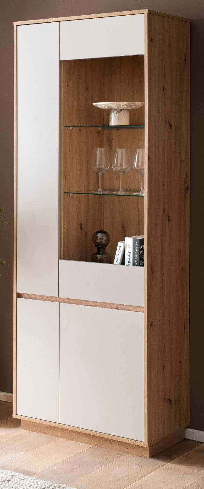 Furn.Design Stauraumvitrine Kiruma Beige/Braun 4-türig Soft-Close - Bild 2