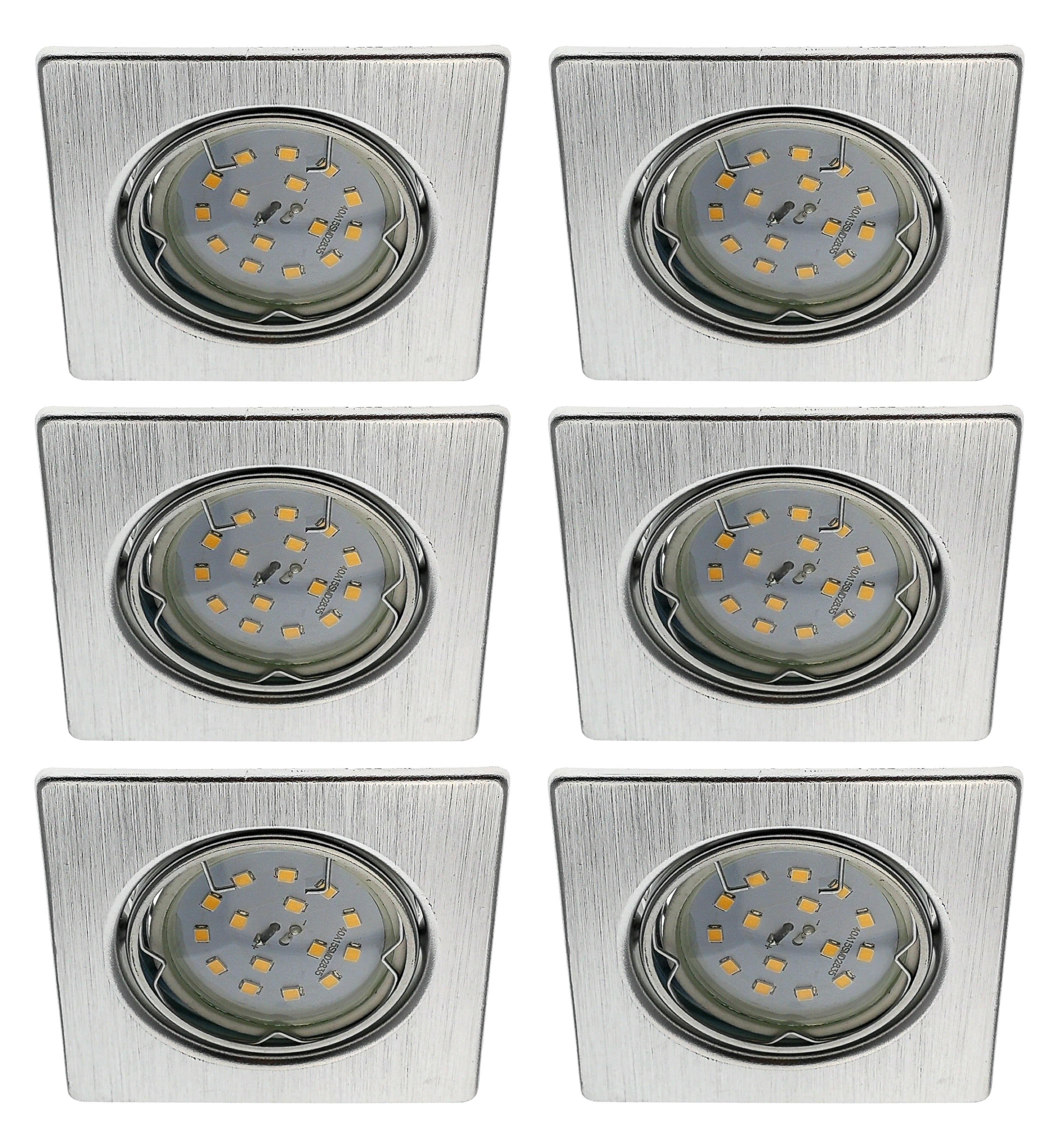 TRANGO LED Einbaustrahler 6er Set Aluminium gebürstet 3000K warmweiß dimmbar - Bild 2