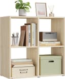 WOLTU Bücherregal helle Eiche/Weiß 4 Fächer Würfelregal Bild 2