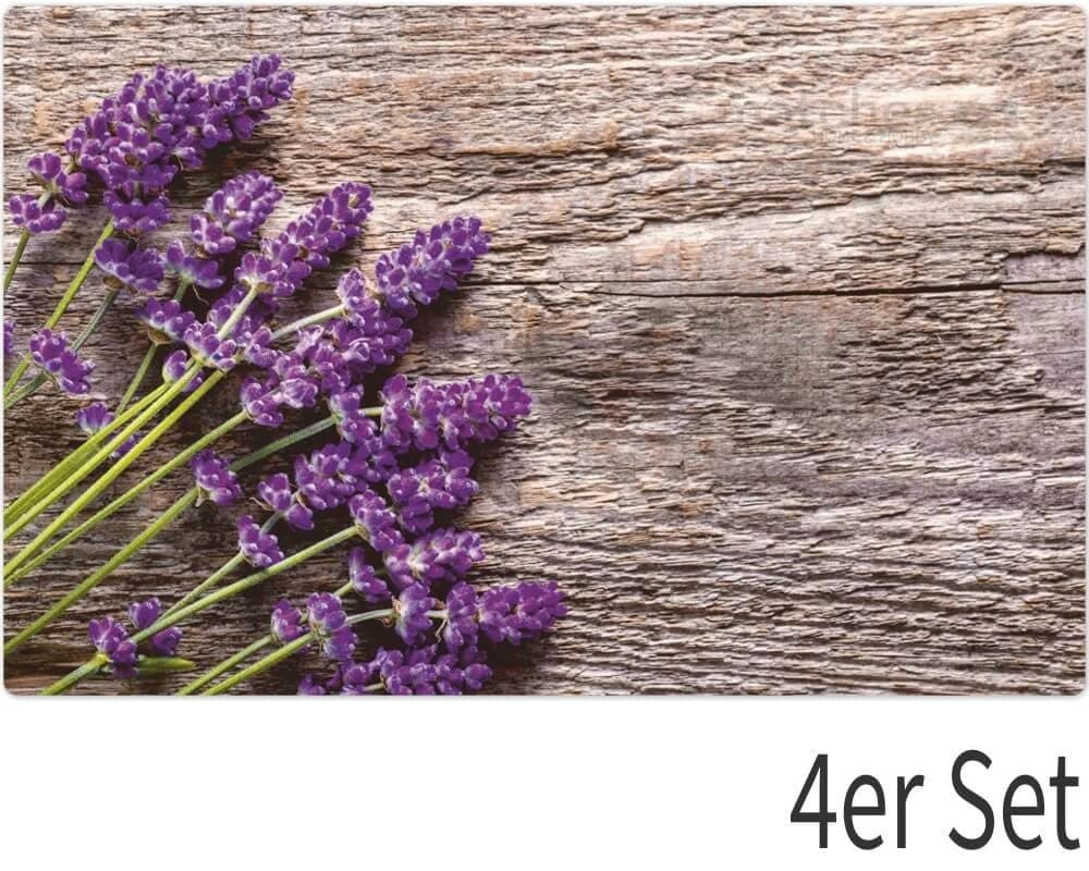 matches21 HOME & HOBBY Platzset Abwaschbare Tischsets 4er Set Lavendel Holz-Optik