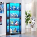 BROTTAR Glasvitrine Eckvitrine 4 Böden LED-Beleuchtung Körpersensor schwarz Bild 2