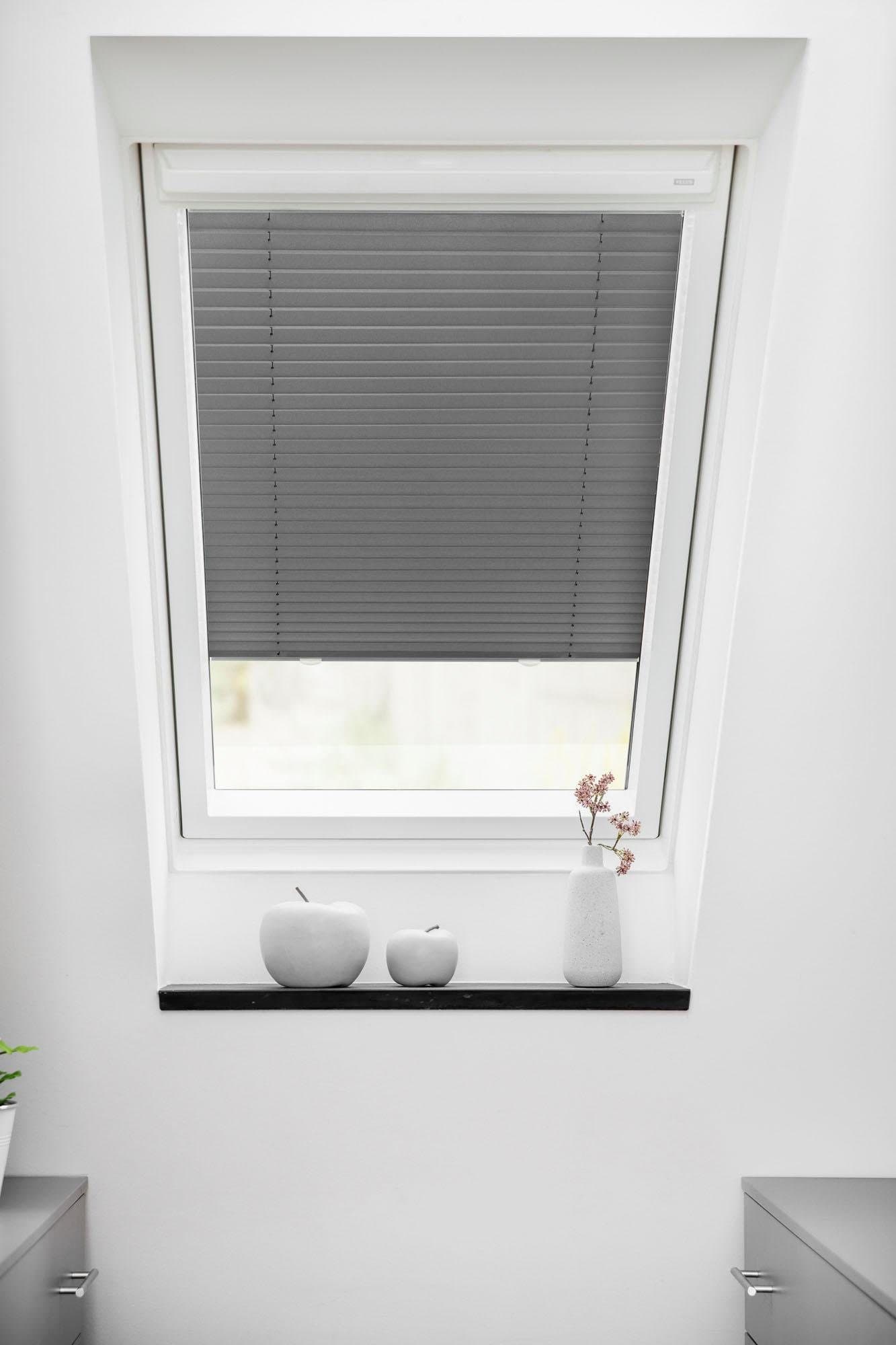 LICHTBLICK ORIGINAL Dachfensterplissee Haftfix Grau Weiß - Bild 2
