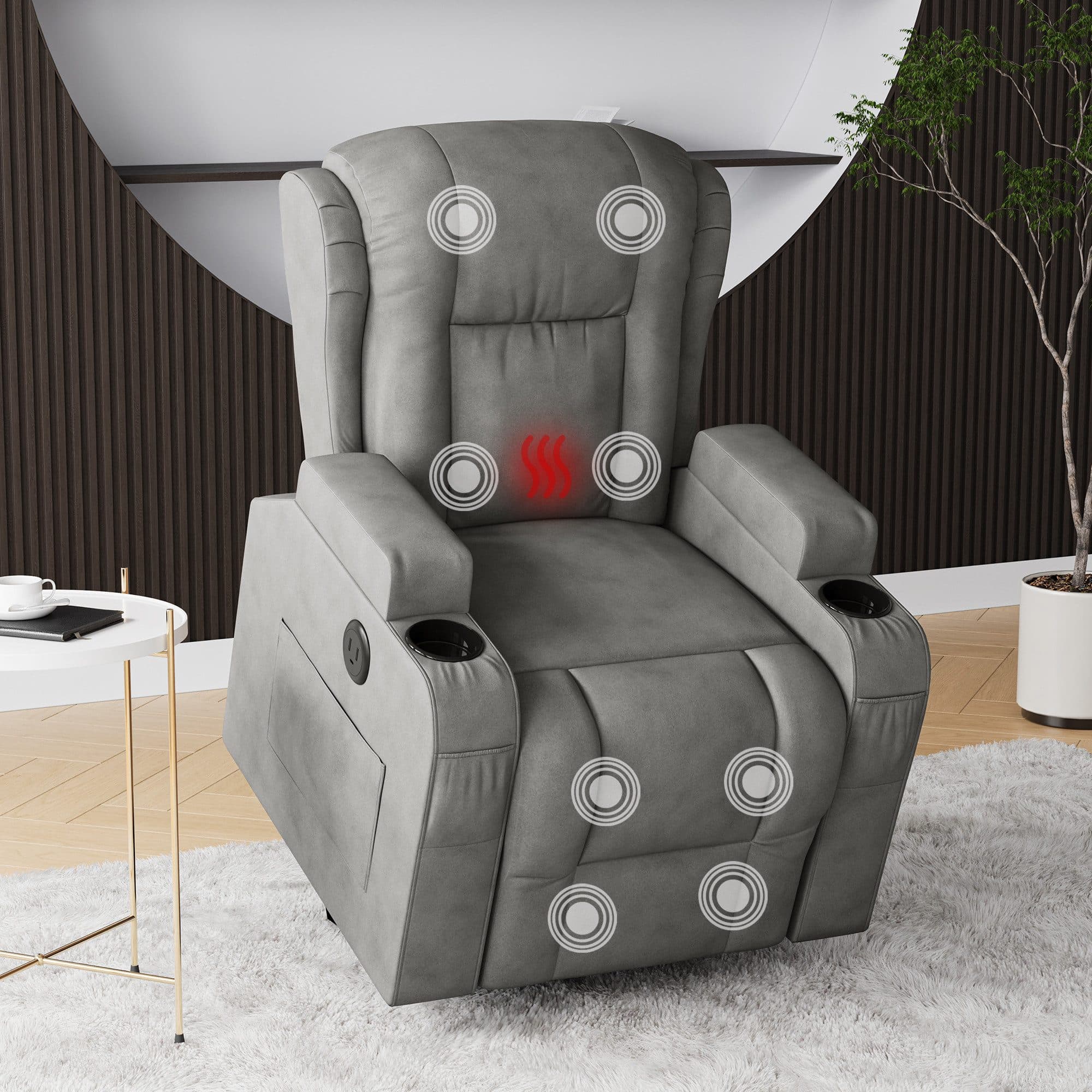 PXloue Massagesessel Grau Elektrisch mit Massage, Wärme & Aufstehhilfe - Bild 2