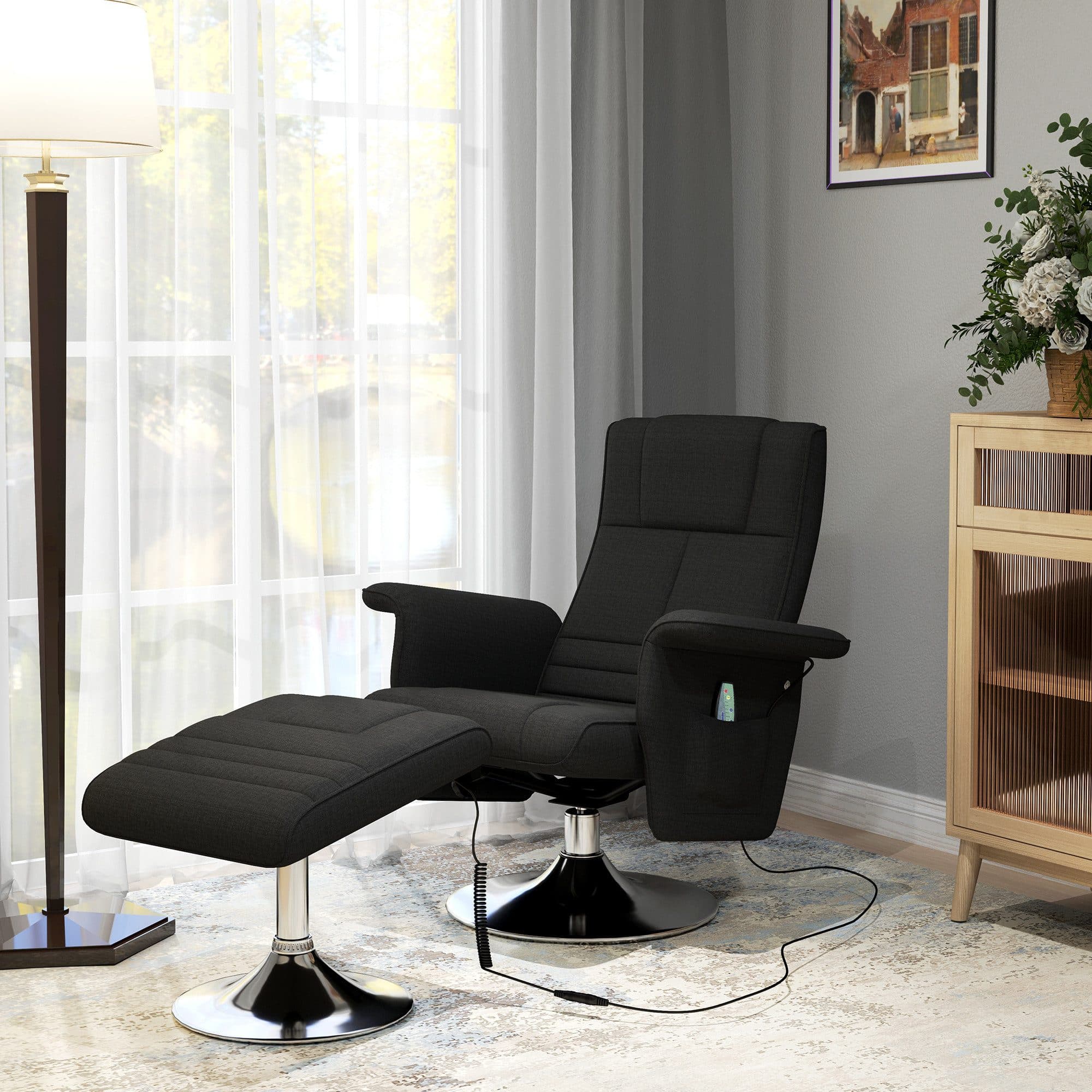 HOMCOM Elektrischer Massagesessel Schwarz mit Relaxfunktion und Ottomane - Bild 2