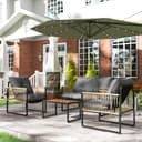 Outsunny Rattan Gartenlounge-Set 4-tlg. Braun Bild 2