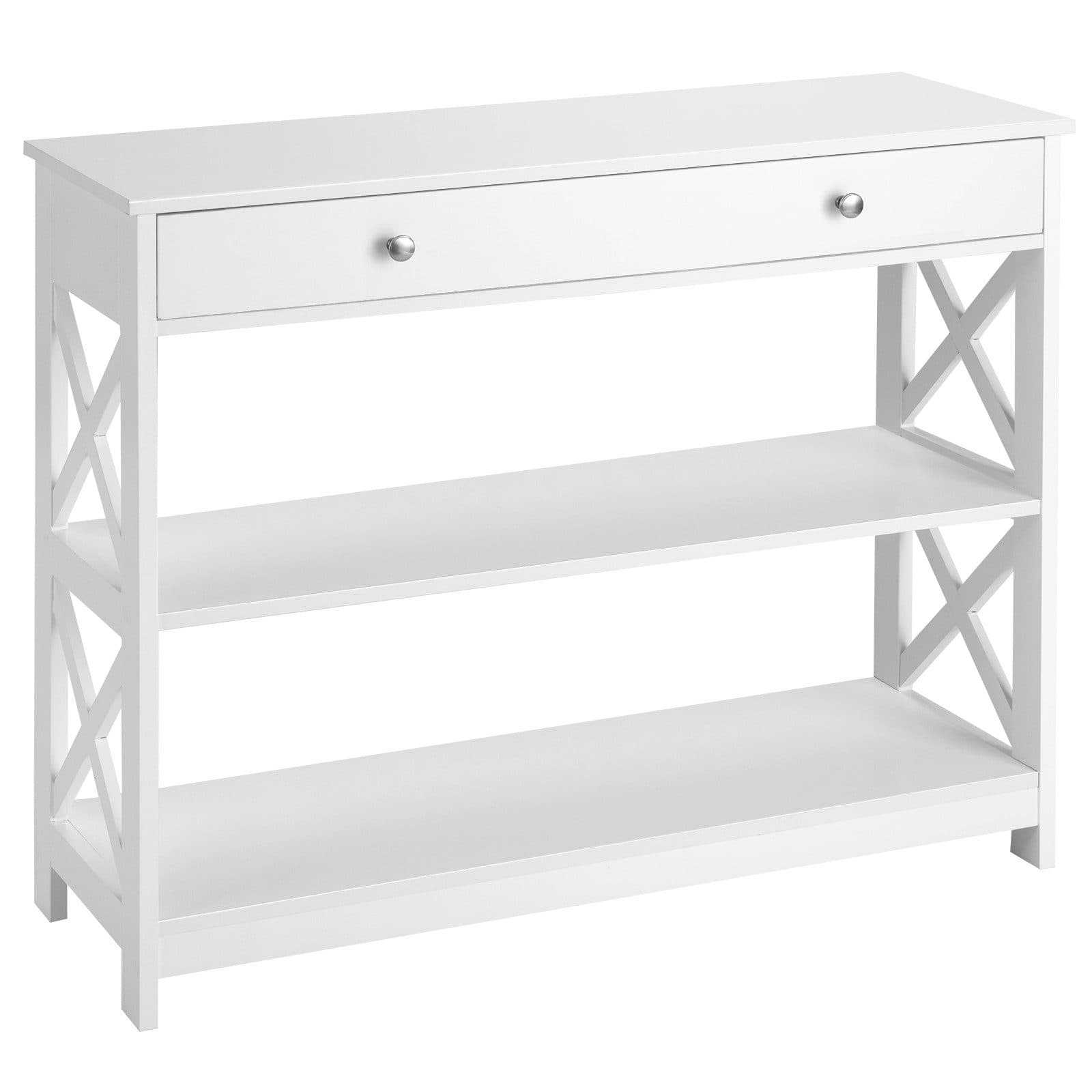COSTWAY Konsolentisch 3 Ebenen mit Schublade Holz 100 x 30 x 80 cm - Bild 2
