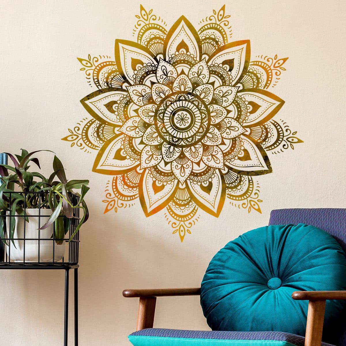 MOPUEA Wandtattoo Blumen Schwarz-Gold PVC Wandaufkleber - Bild 2