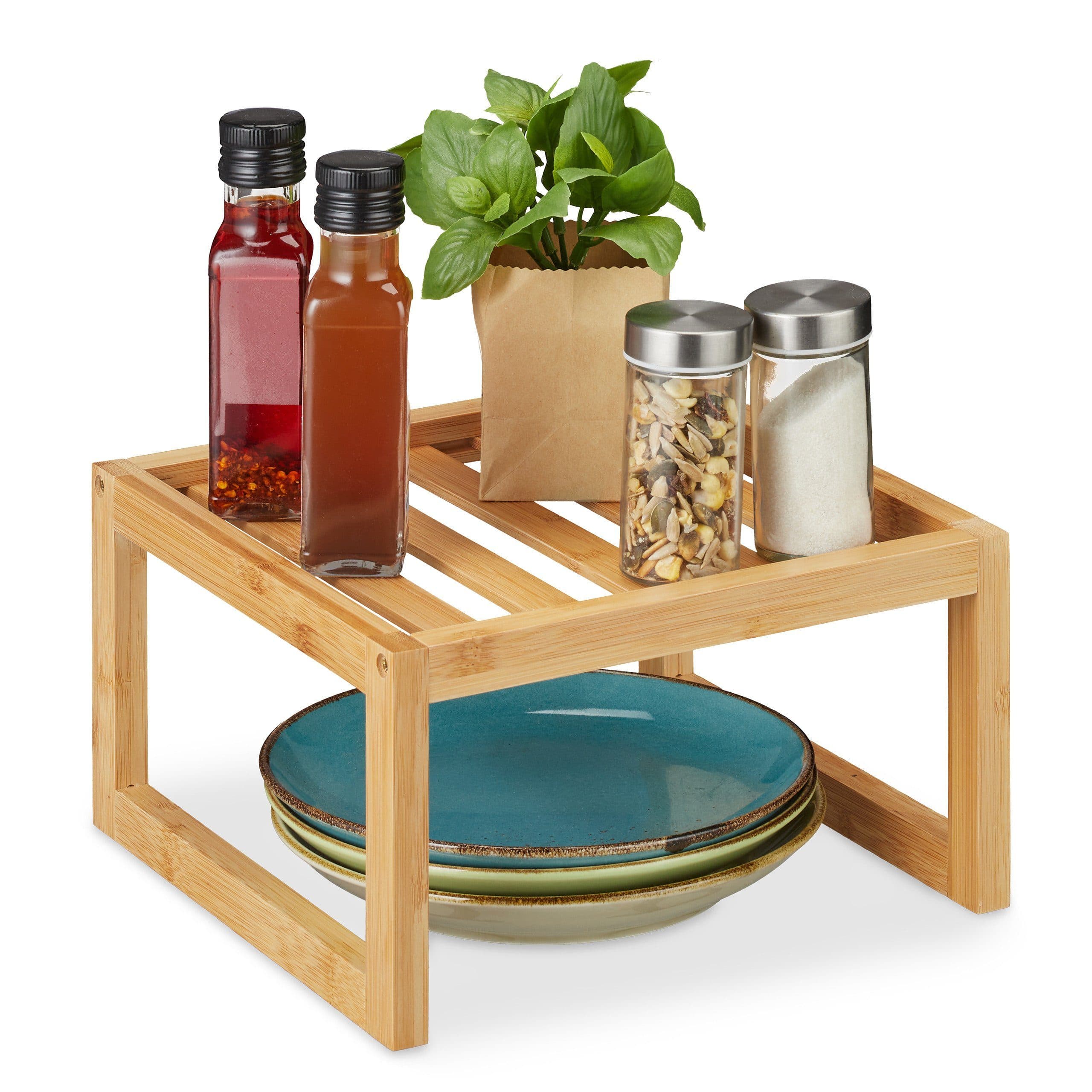 relaxdays Schrankeinsatz aus Bambus Natur Küchenregal Organizer - Bild 2