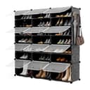 KOMFOTTEU Schuhregal 12 Fächer Schwarz/Weiß mit Türen Bild 2