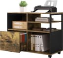 Woltu Aktenschrank Retro Braun/Schwarz mit Rollen und Schublade Bild 2