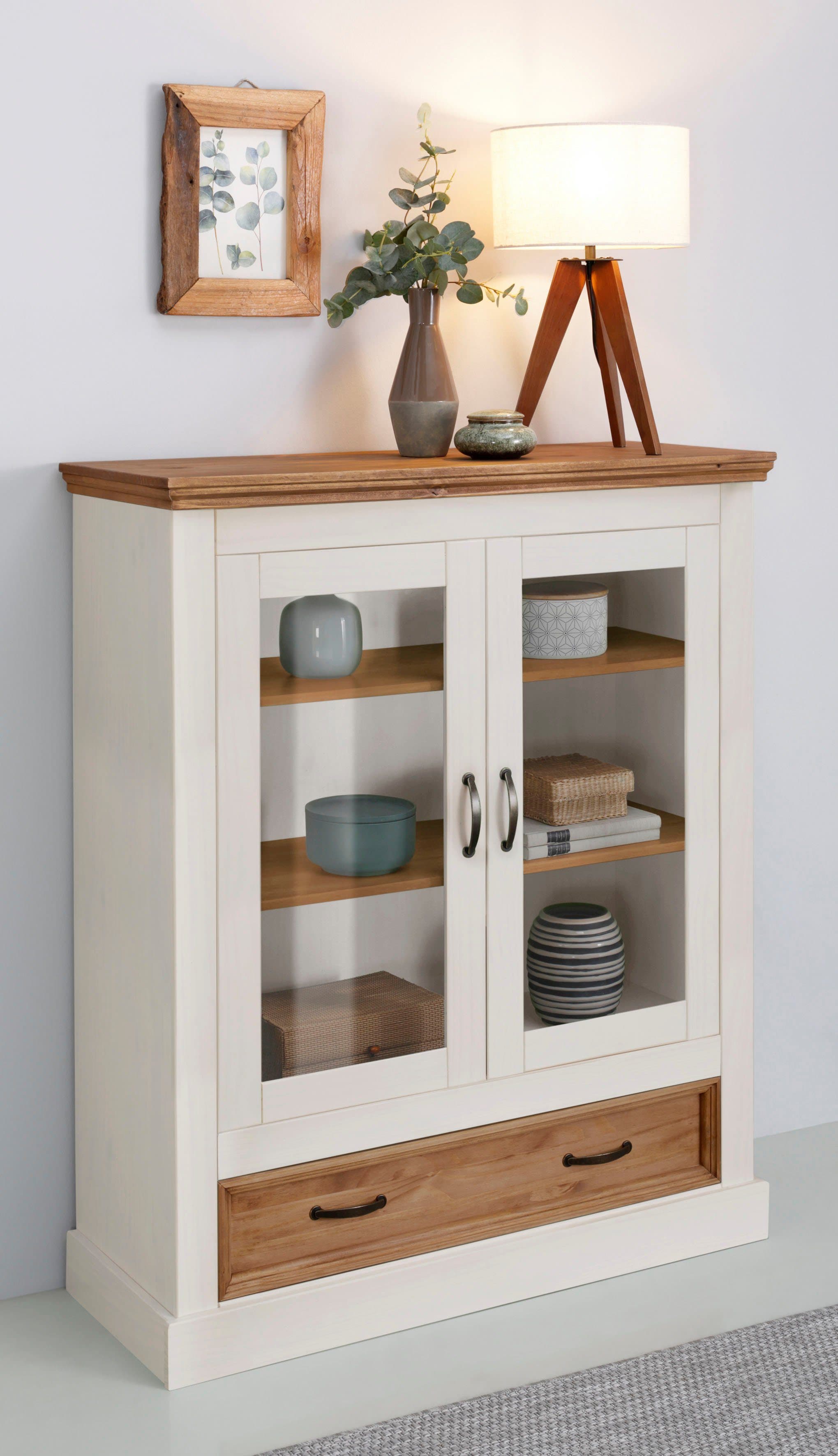 OTTO HOME Selma Highboard Vitrine Weiß Gebeizt mit Glas - Bild 2