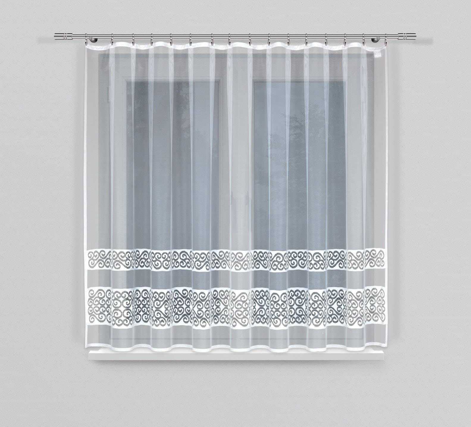 HAFT Gardine mit Kräuselband 25804, halbtransparent, Jacquard-Stoff