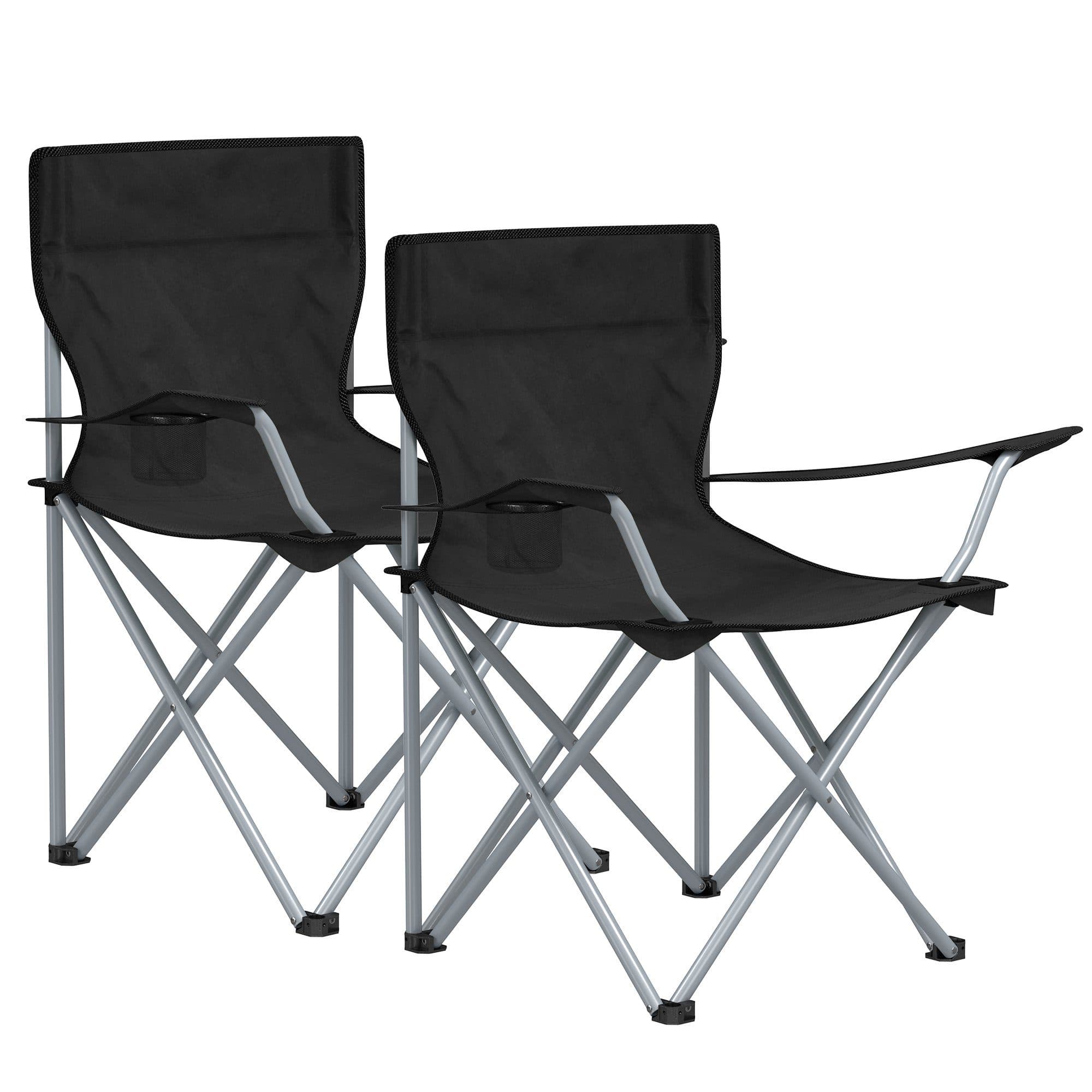 SONGMICS Campingstuhl Klappstühle 2er Set Rot/Schwarz Armlehnen Getränkehalter - Bild 2