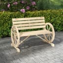 Outsunny Gartenbank 2-Sitzer Tannenholz Wagenrad-Design Naturholz Bild 2
