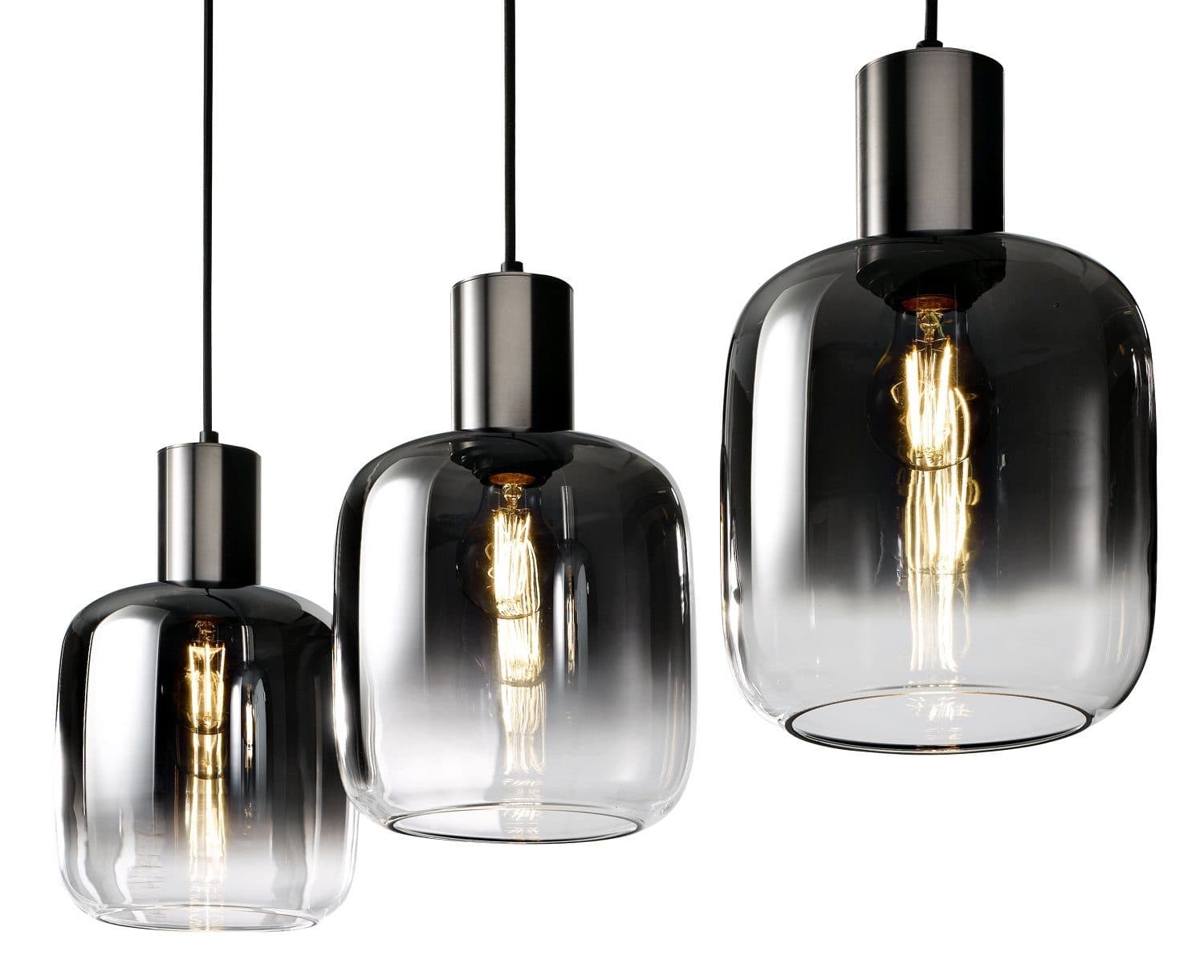 casa NOVA Pendelleuchte SVENJA 3-flammig Schwarz Metall Rauchglas - Bild 2