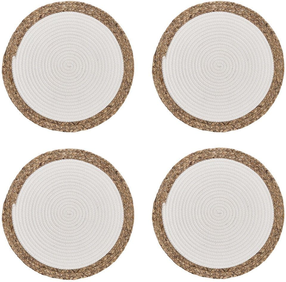 ZELLER PRESENT Platzset Set 4-tlg. Rund Weiß/Natur