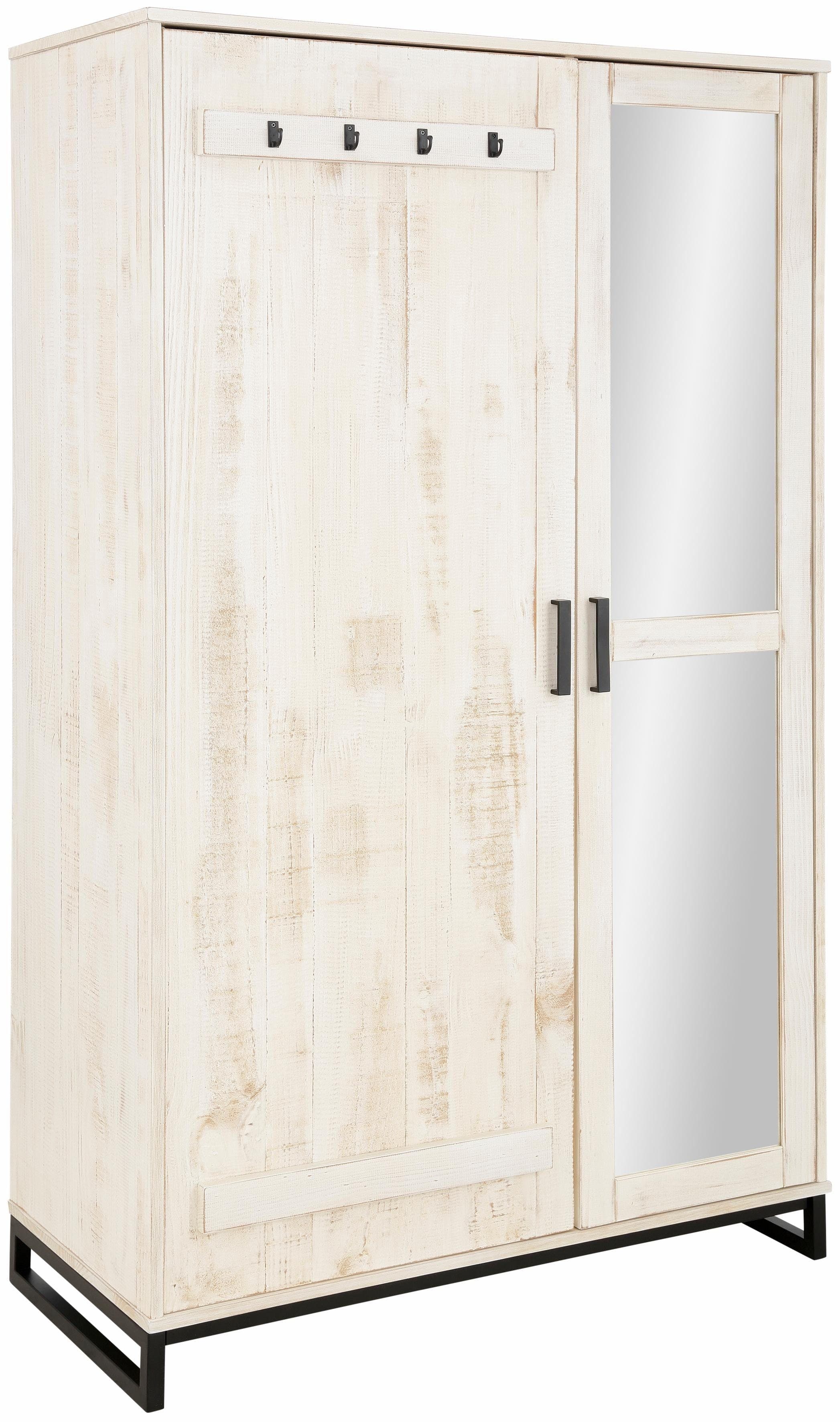 OTTO HOME Santos Garderobenschrank Weiß Massivholz mit Spiegel - Bild 2
