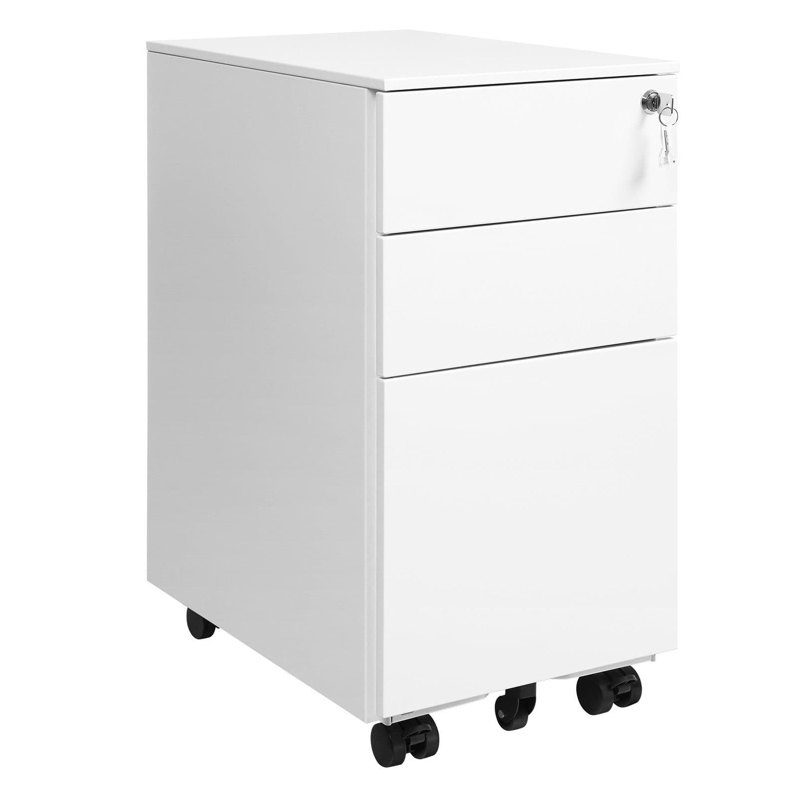 SONGMICS Aktenschrank Rollcontainer 3 Schubladen Weiß/Schwarz Stahl - Bild 2