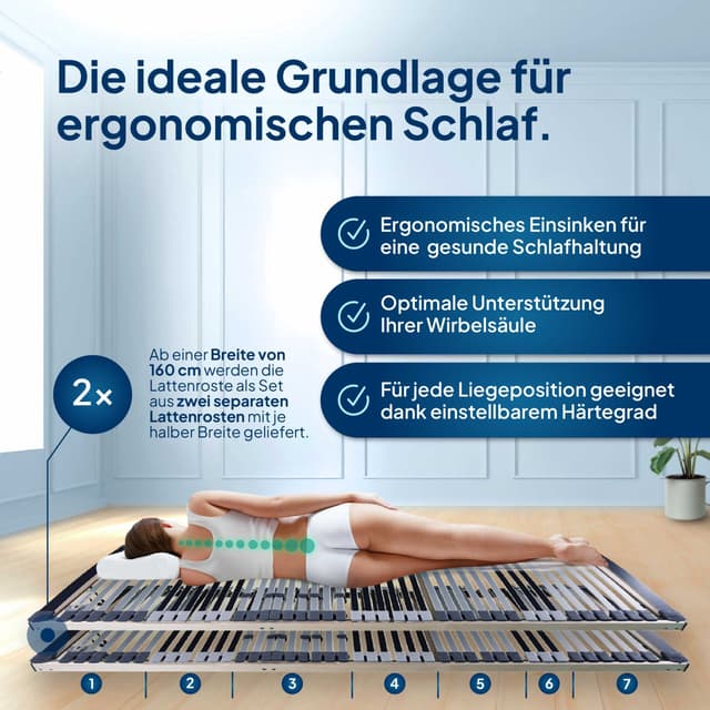 Ergonomischer 7-Zonen Lattenrost - Fertig Montiert (Made in Germany)