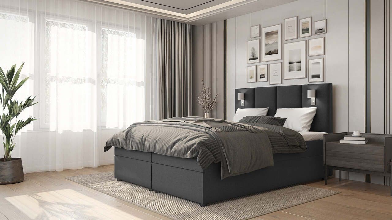 Best for Home Boxspringbett Parma mit Bettkasten und Topper grau - Bild 2