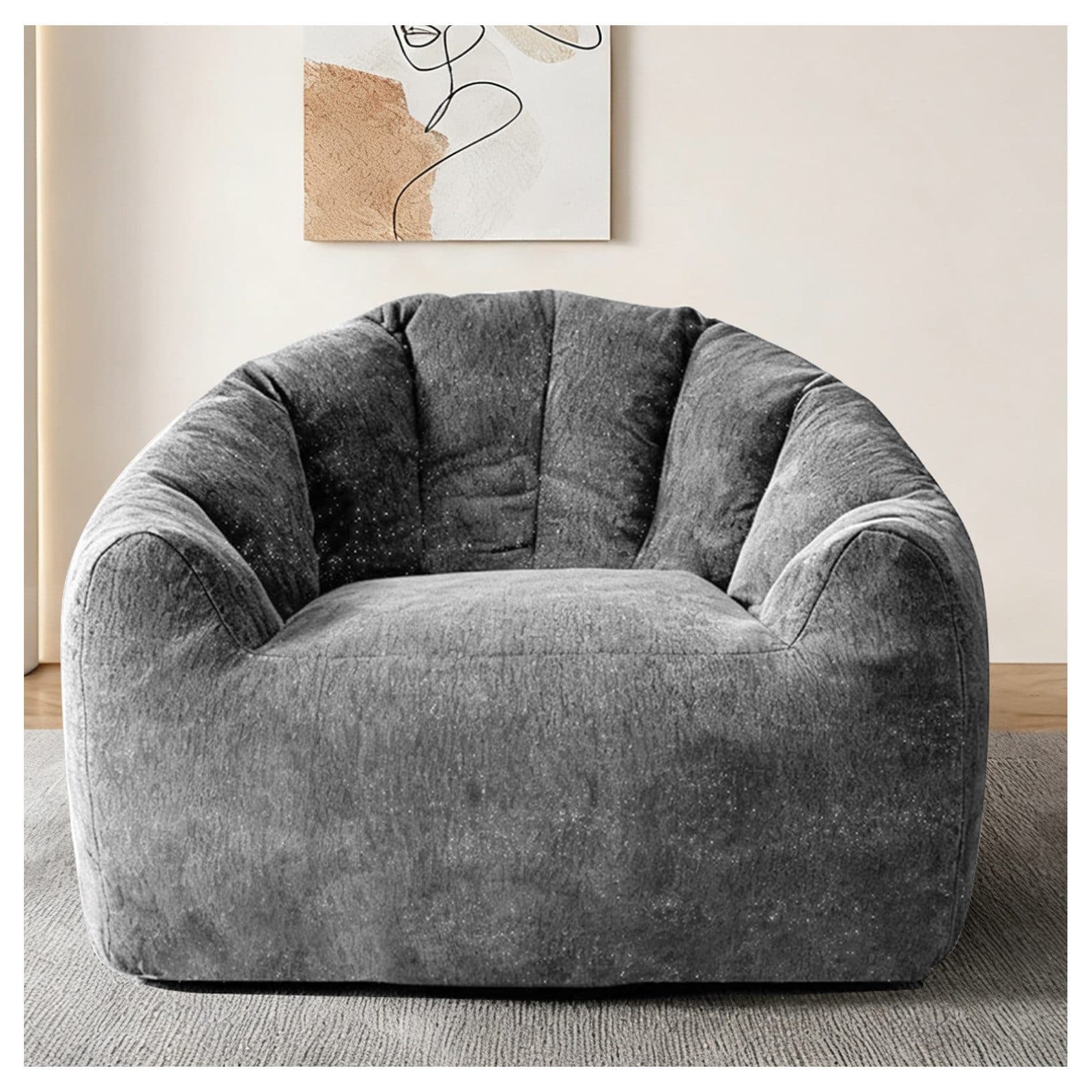 HAUSS SPOLE Loungesessel Grau Ergonomisch Rund Flanelloptik - Bild 2