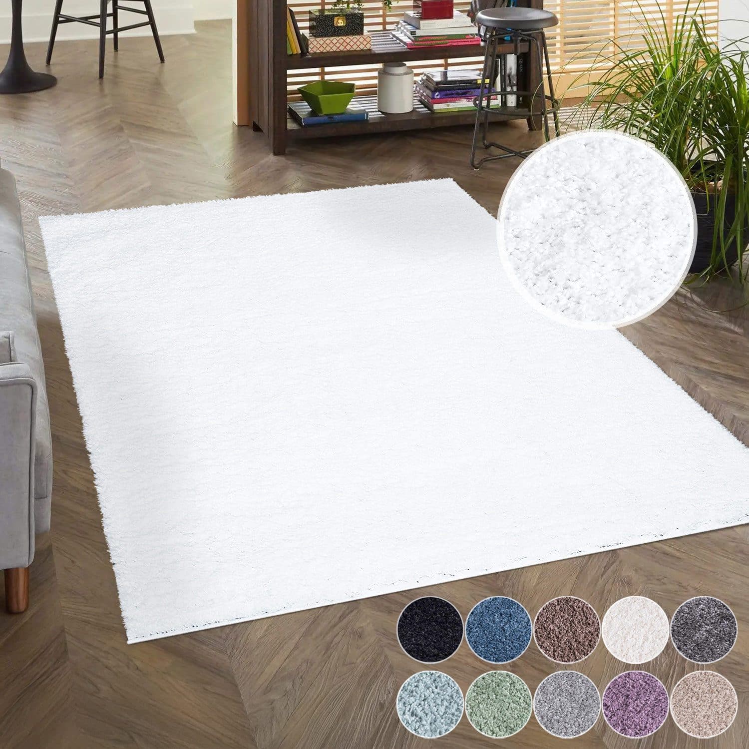 Carpet City Shaggy Teppich Hochflor 30mm Weiß Rechteckig - Bild 2