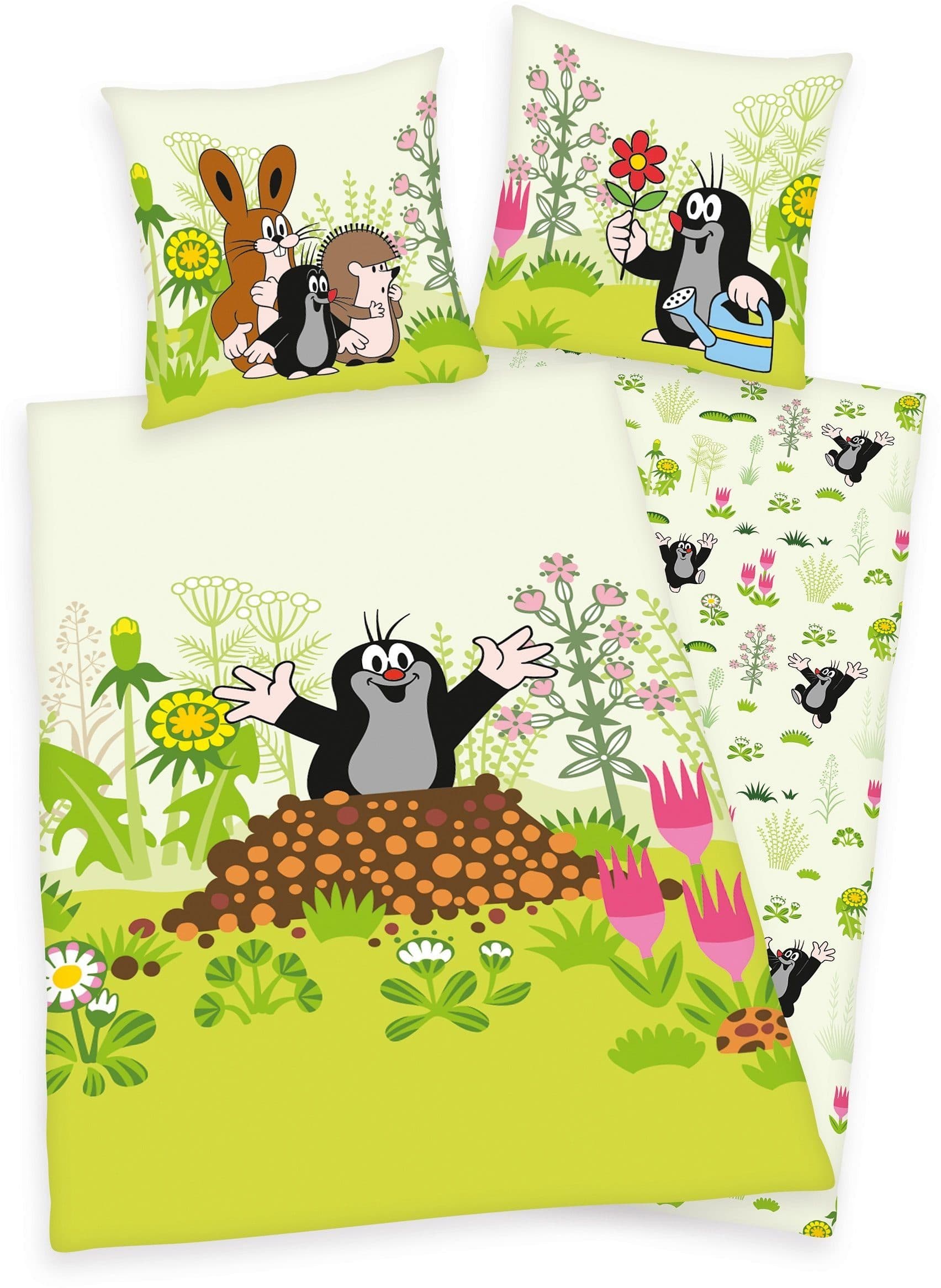 Kinderbettwäsche Wendebettwäsche Maulwurf Motiv Beige