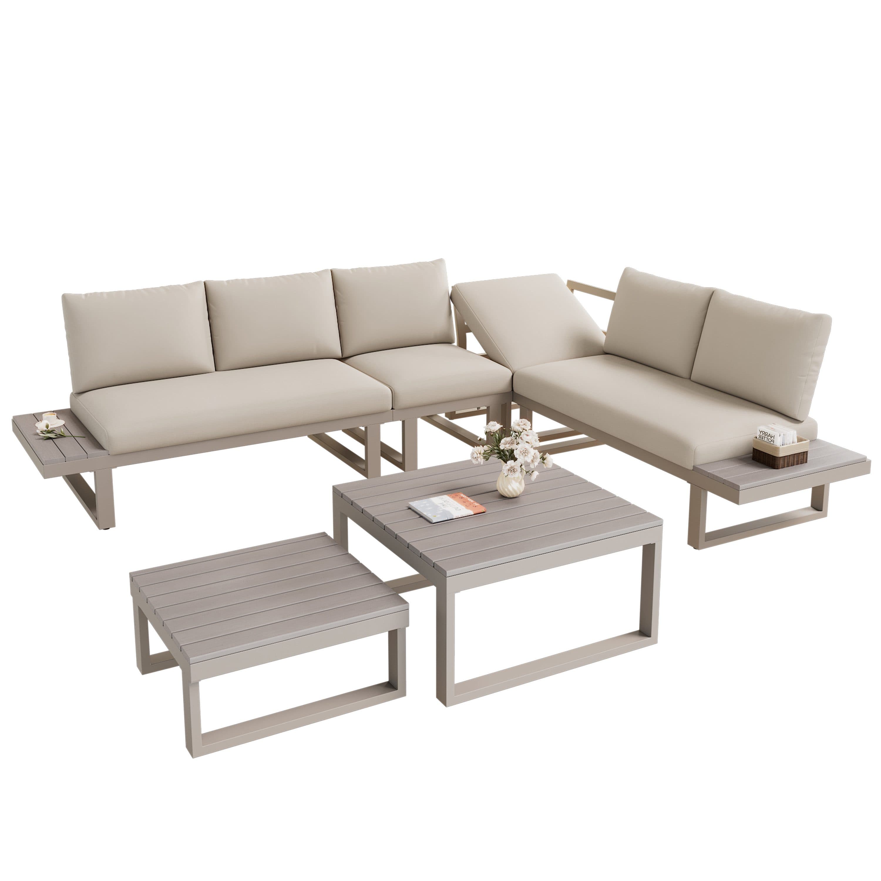 REDOM Gartenlounge-Set Eck-Sitzgruppe 3-tlg. mit 2 Tischen - Bild 2
