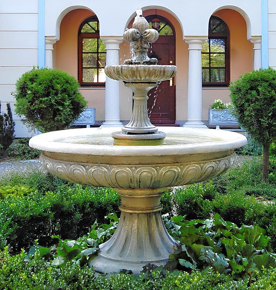 Xlmoebel Gartenbrunnen Eleganter Springbrunnen mit Fontäne Beige