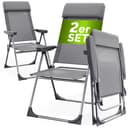 Casaria Gartenstuhl 2er Set Hochlehner 7-fach Verstellbar Alu Klappbar Grau Bild 2