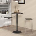 HOMCOM Runder Bartisch Höhenverstellbar Schwarz Marmoroptik Bild 2