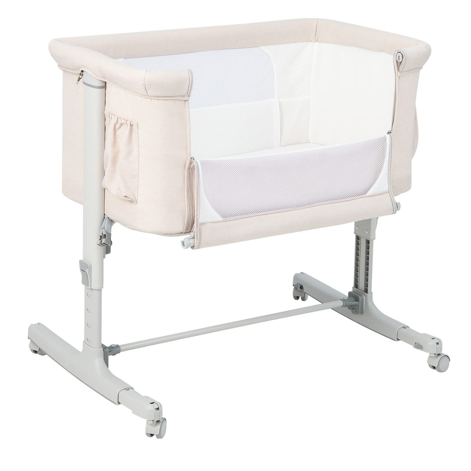 COSTWAY Beistellbett 3 in 1 Reisebett 5-stufig höhenverstellbar Beige - Bild 2