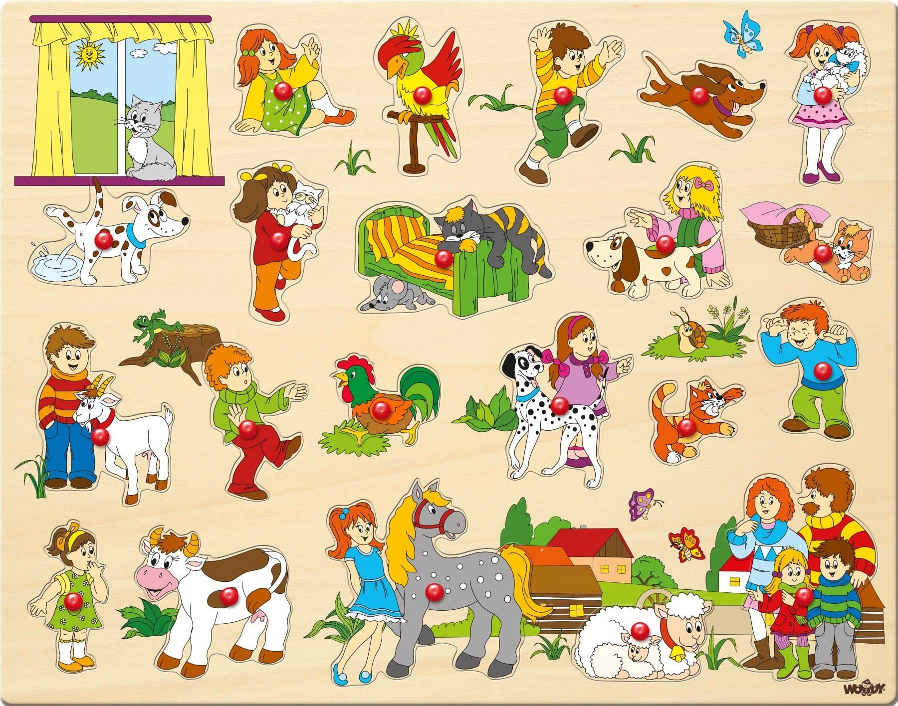 Woodyland Lernspielzeug Großes Holzpuzzle 21 tlg. Tiere/Farm - Bild 2