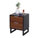 relaxdays Nachttisch mit 2 Schubladen Braun Schwarz Bild 2