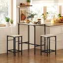 HOMCOM Bartisch Set mit 2 Barhockern Industrie Design Braun Schwarz Bild 2