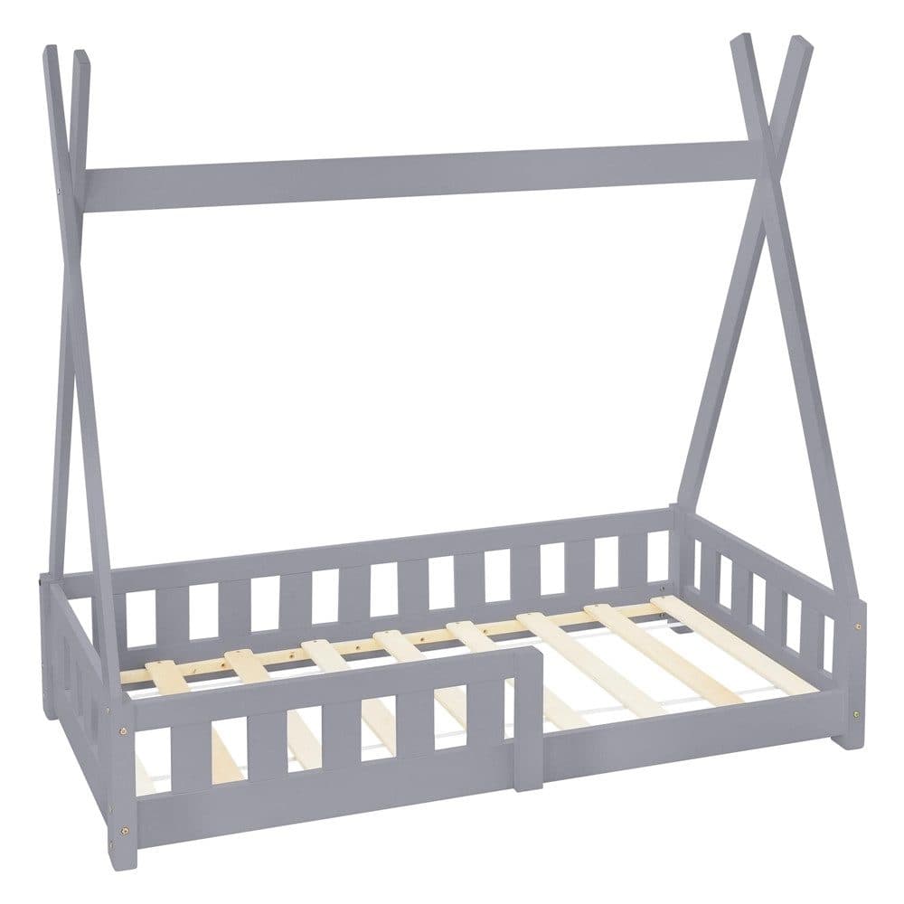 ML-DESIGN Spielbett Tipi Zeltbett Grau Massivholz mit Rausfallschutz - Bild 2