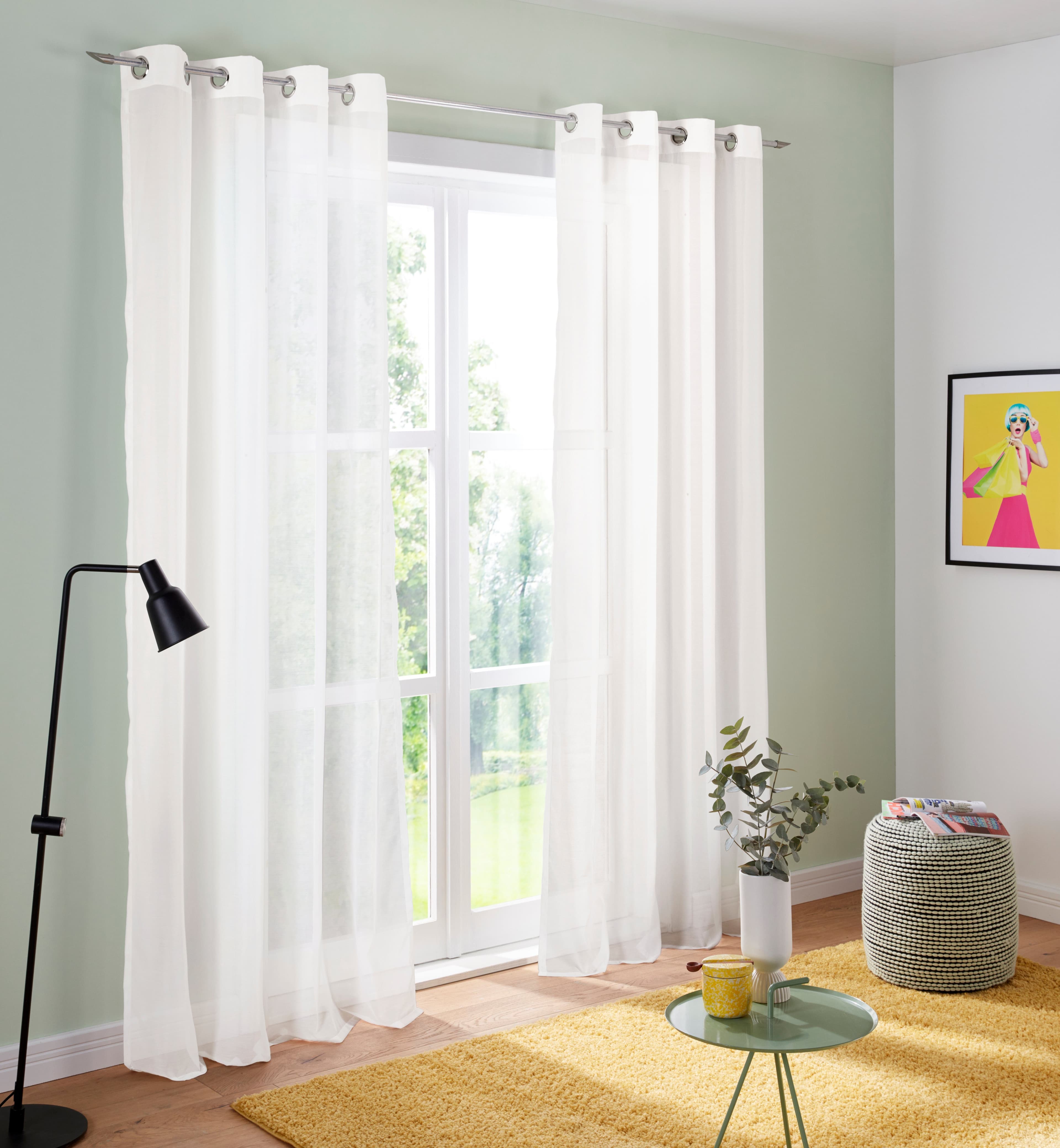 OTTO home Gardine Malin 2er Set Weiß Polyester Ösen halbtransparent - Bild 2