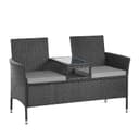 SVITA Gartenbank CHICAGO 2-Sitzer Polyrattan Schwarz mit Tisch Bild 2