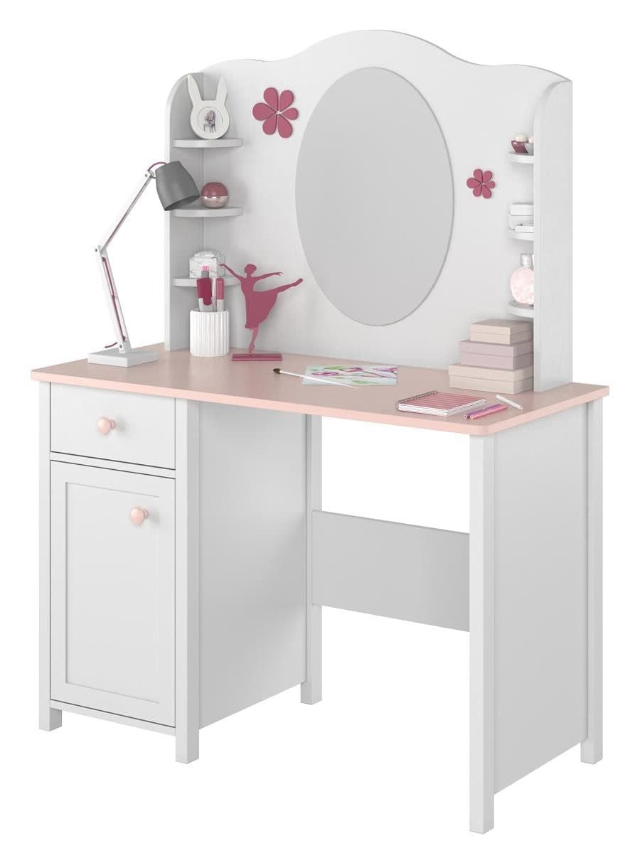 Compleo Kinderschreibtisch LARA mit Schminktisch Weiß/Rosa - Bild 2