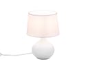 Reality Leuchten LED Nachttischlampe Weiß Keramik Stoffschirm Dimmbar Bild 2