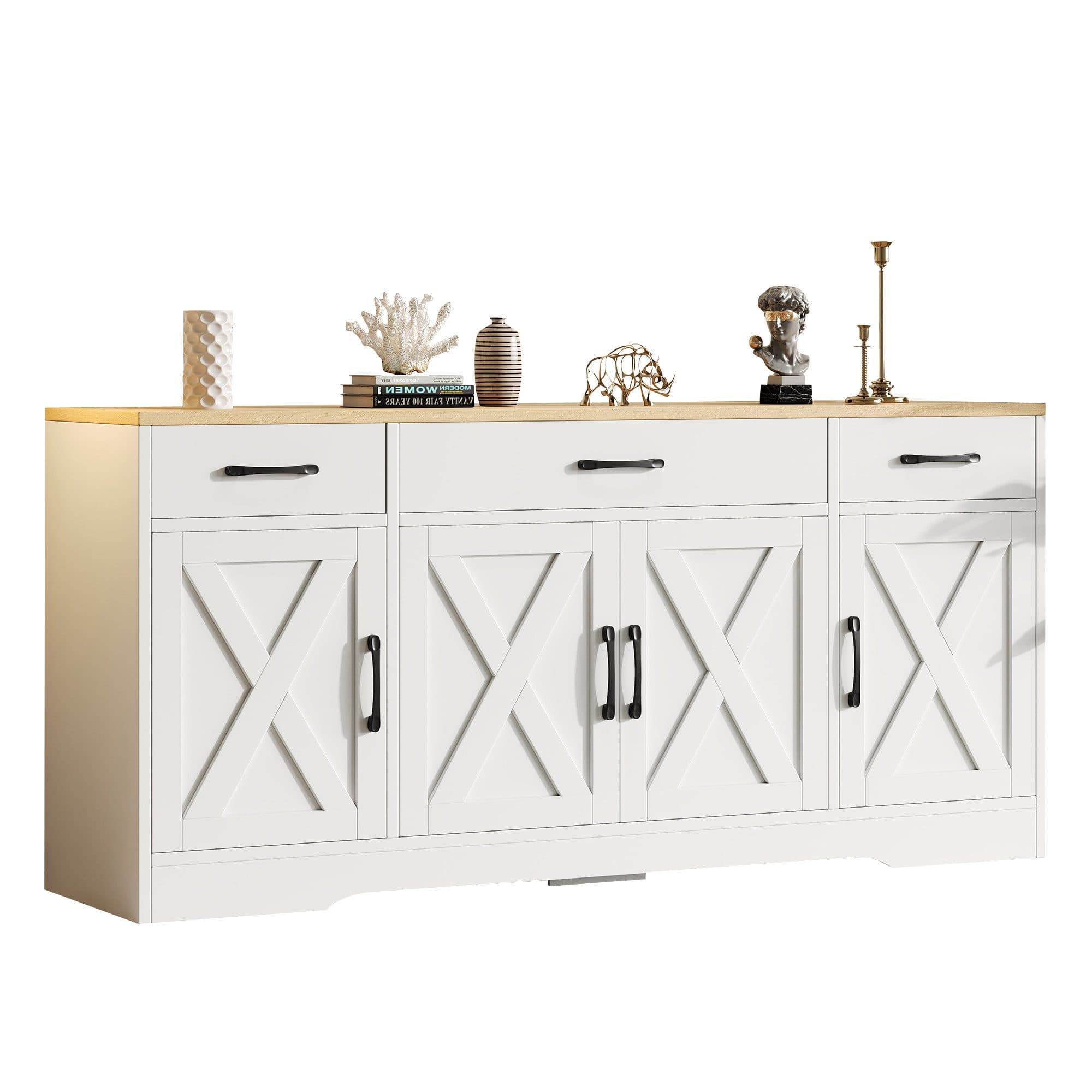 HAUSS SPOLE Sideboard Multifunktionsschrank weiß mit 4 Türen und 3 Schubladen - Bild 2