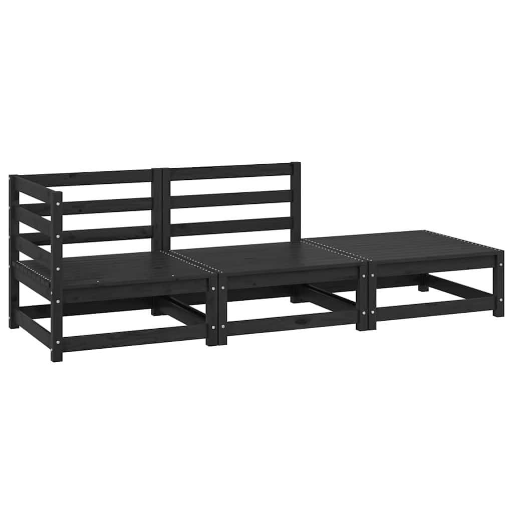 vidaXL Garten-Lounge-Set 3-tlg. Schwarz Massivholz Kiefer - Bild 2