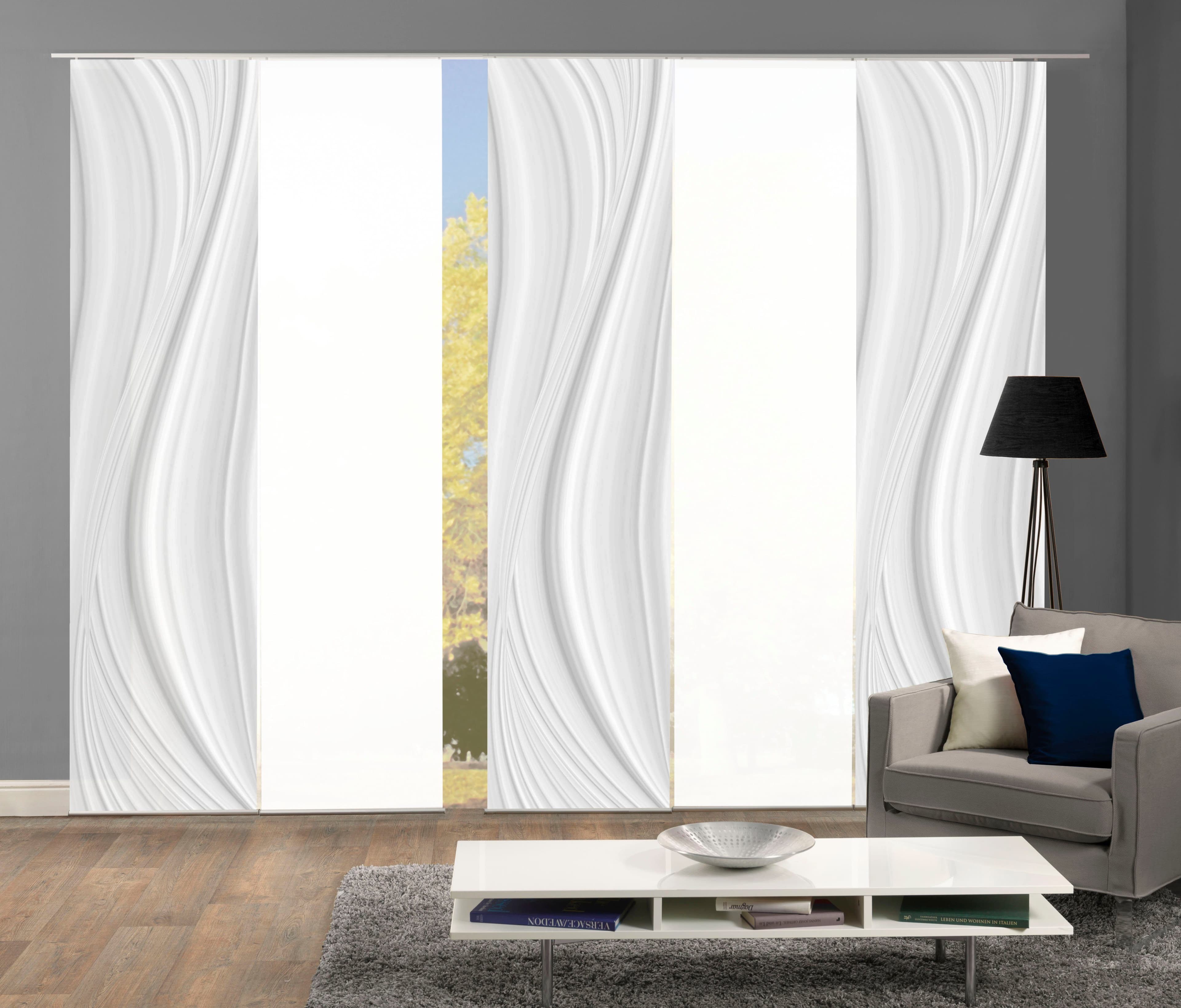 HOME WOHNIDEEN Schiebegardine LAURINA 5er Set Grau Seidenoptik - Bild 2
