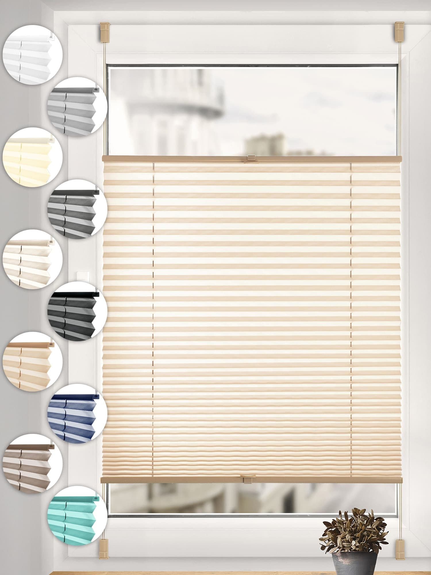 Sonello Plissee Beige Klemmfix Ohne Bohren Blickdicht - Bild 2