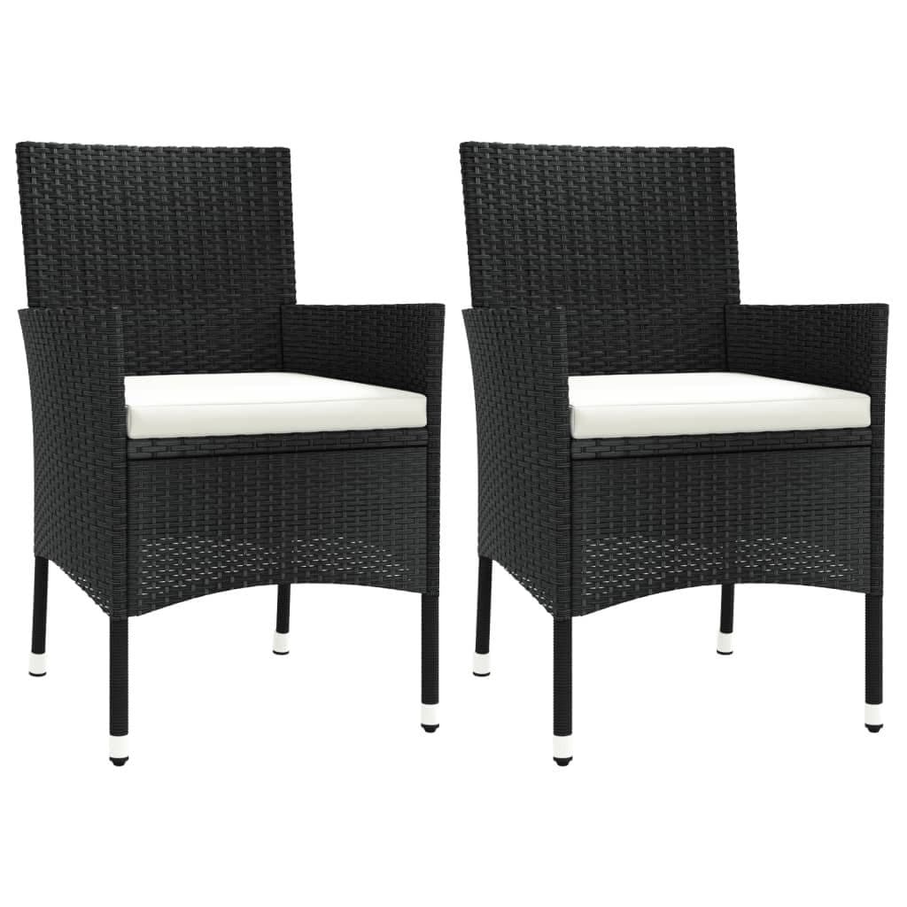 vidaXL Gartenstuhl-Set 2-tlg. Schwarz Poly Rattan mit Kissen - Bild 2