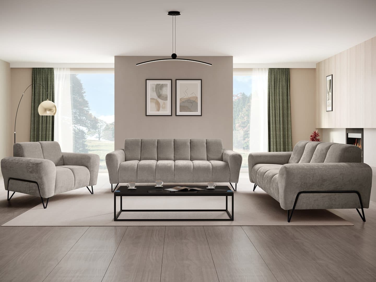 Beautysofa Polstergarnitur VOLARE 3-Sitzer Sofa + 2-Sitzer Sofa + Sessel - Bild 2